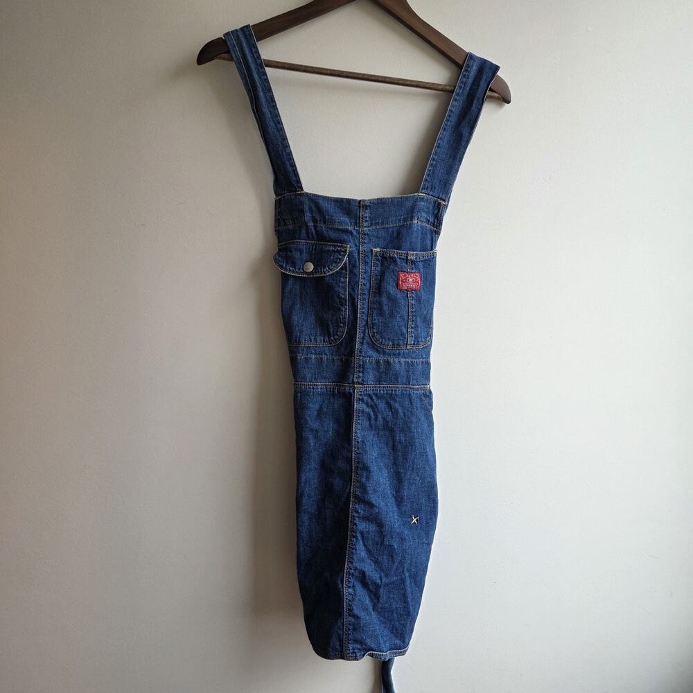 VTG Lucky Brand‎ Women's Overalls Smock Handmade Upcycled Smock Apron Garden Art